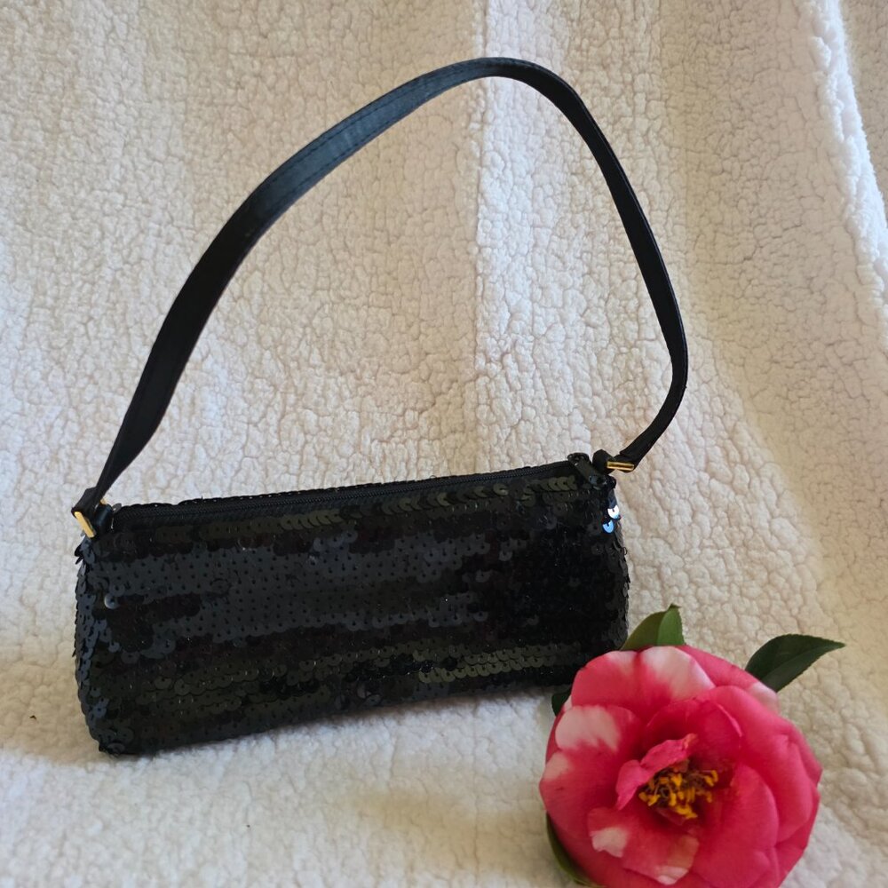La Regaine Black Sequined Purse Vintage